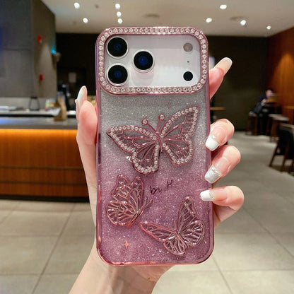 Glitter Butterfly Diamonds Phone Case for iPhone All 17 16 15 14 13 12 11 Series