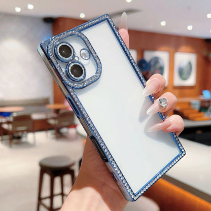 Glitter Rhinestone Square Phone Case For Samsung S25 S24 Ultra Plus Bling Soft Clear Shockproof Cover