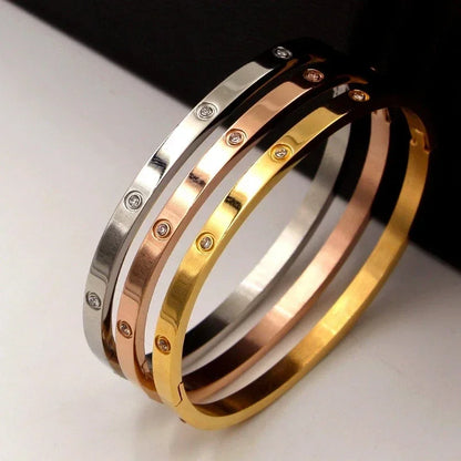 Gold Plating Lover Bracelets&Bangles for Women Rose Gold Color Stainless Steel Charming Cuff Bracelet Luxury Jewellery Gifts