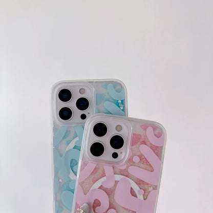 Gold Liquid Sand Pink Quicksand Magnetic Phone Case MagSafe Bumper for iPhone