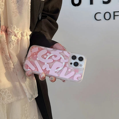 Gold Liquid Sand Pink Quicksand Magnetic Phone Case MagSafe Bumper for iPhone