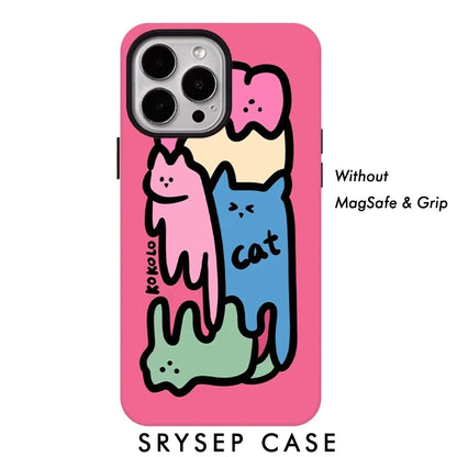 Graffiti Cat Design MagSafe Matte iPhone Case with Magnetic Phone Grip