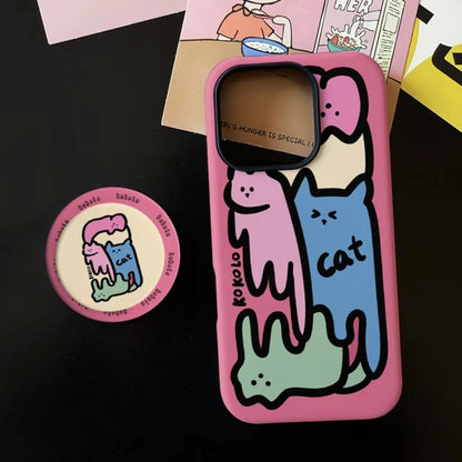 Graffiti Cat Design MagSafe Matte iPhone Case with Magnetic Phone Grip