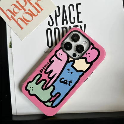 Graffiti Cat Design MagSafe Matte iPhone Case with Magnetic Phone Grip
