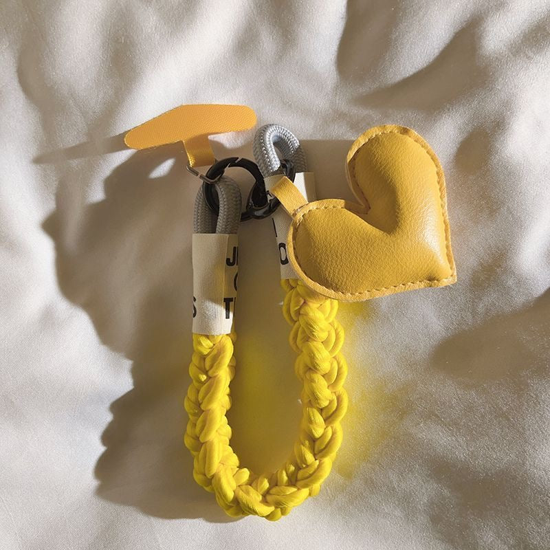Leather Love Heart Woven Lanyard for Any Phone Case Suitable for Bags Bike Car Keychain