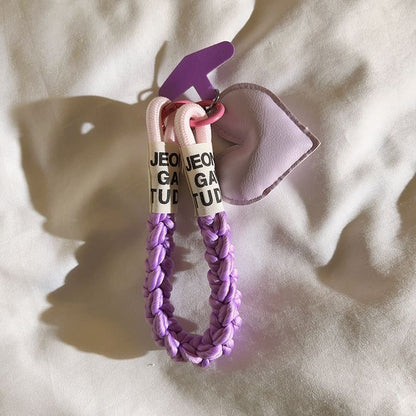 Leather Love Heart Woven Lanyard for Any Phone Case Suitable for Bags Bike Car Keychain