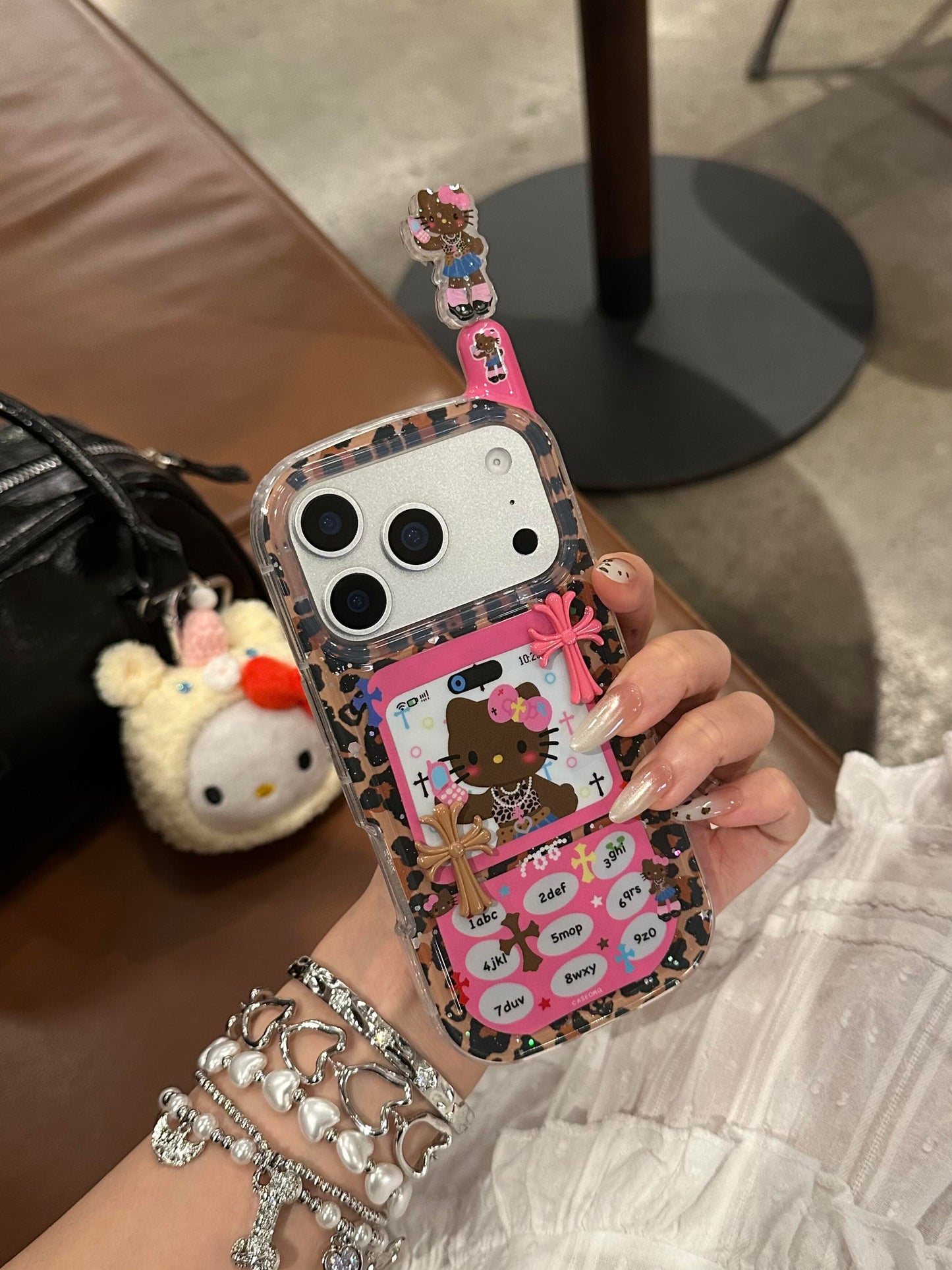 Coque de téléphone en forme de chaton léopard, design rétro et mignon kawaii