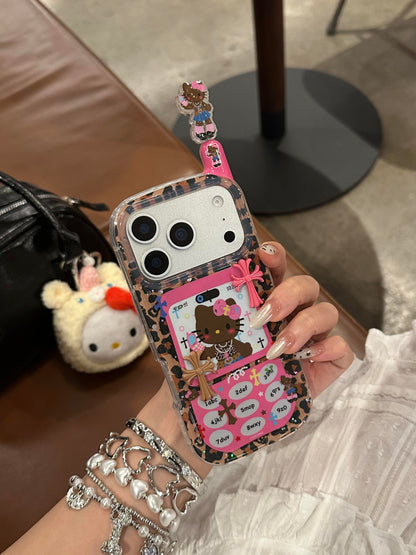 Coque de téléphone en forme de chaton léopard, design rétro et mignon kawaii