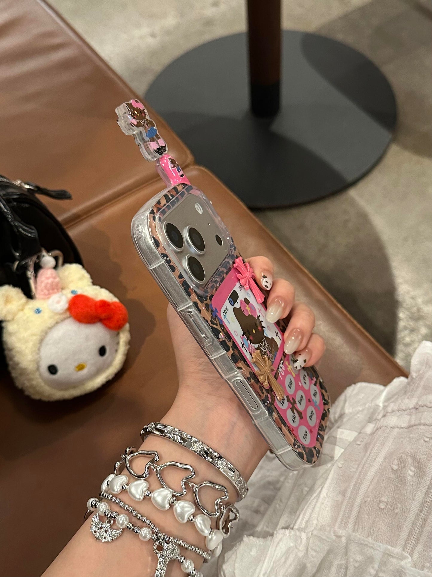 Coque de téléphone en forme de chaton léopard, design rétro et mignon kawaii