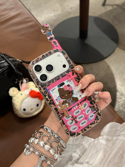 Coque de téléphone en forme de chaton léopard, design rétro et mignon kawaii