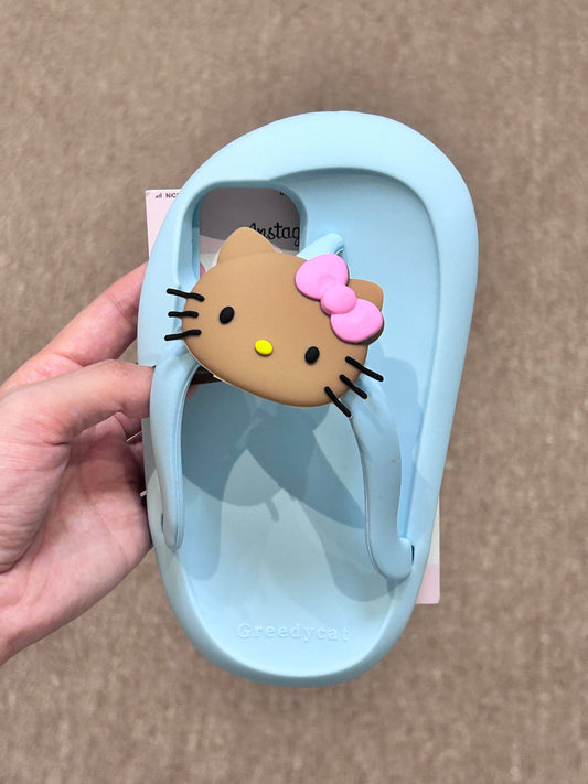 Tan Kitty Flip Flop Shape Silicone Cute Kawaii Phone Case