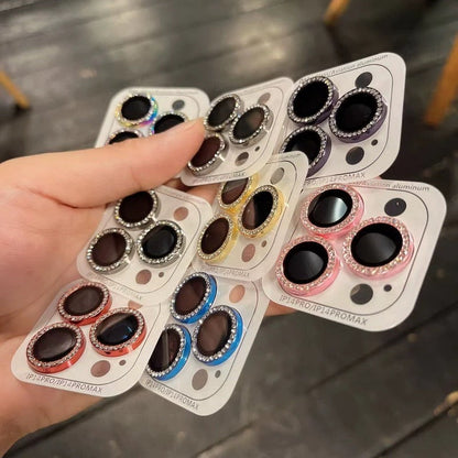 Collection élégante de protecteurs d'objectifs métalliques à paillettes effet diamant