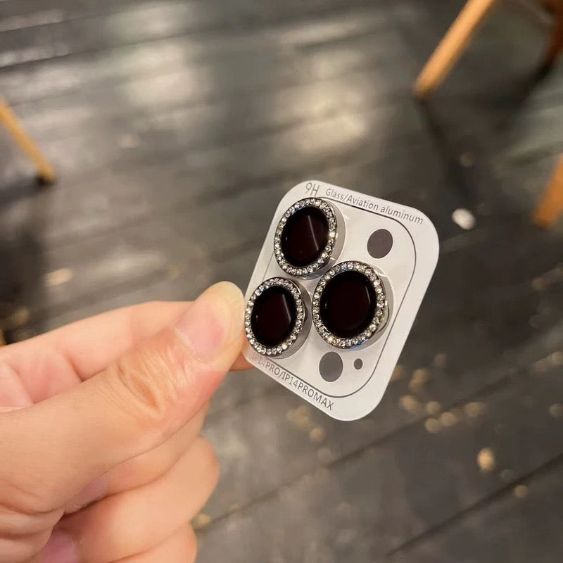 Collection élégante de protecteurs d'objectifs métalliques à paillettes effet diamant