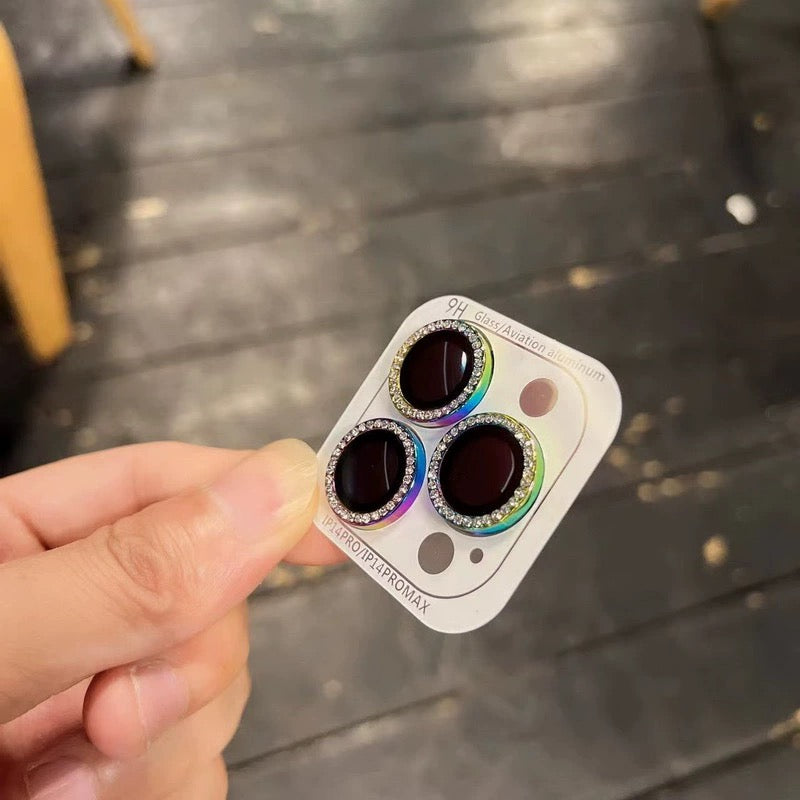 Collection élégante de protecteurs d'objectifs métalliques à paillettes effet diamant