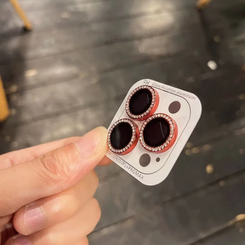 Collection élégante de protecteurs d'objectifs métalliques à paillettes effet diamant