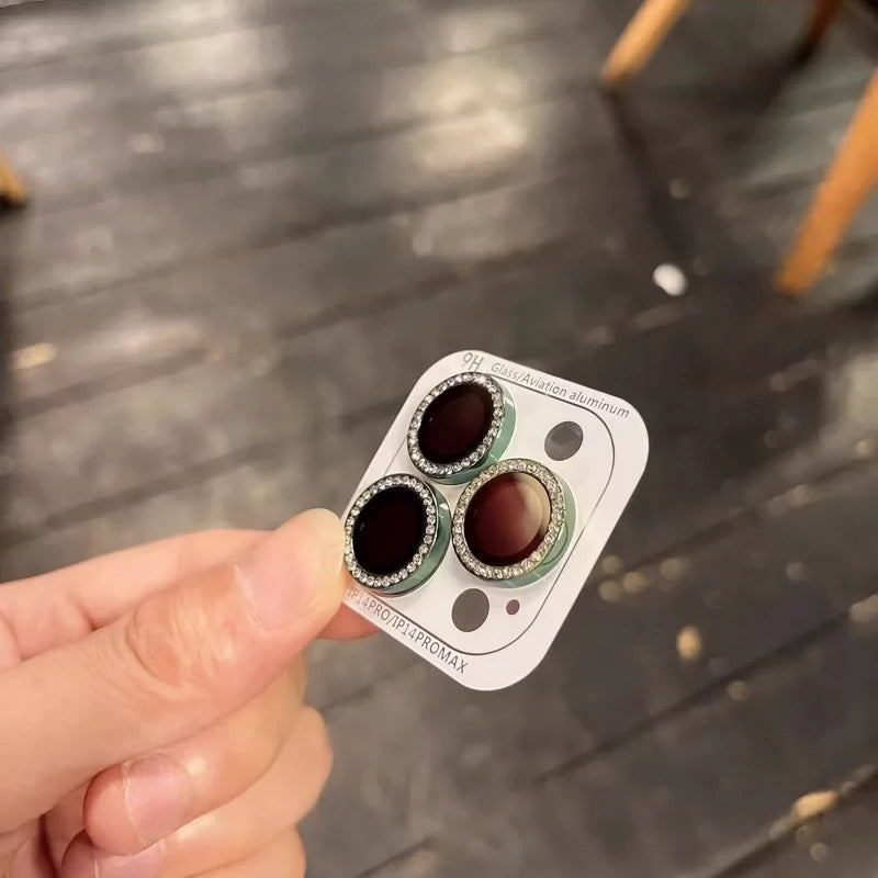 Collection élégante de protecteurs d'objectifs métalliques à paillettes effet diamant