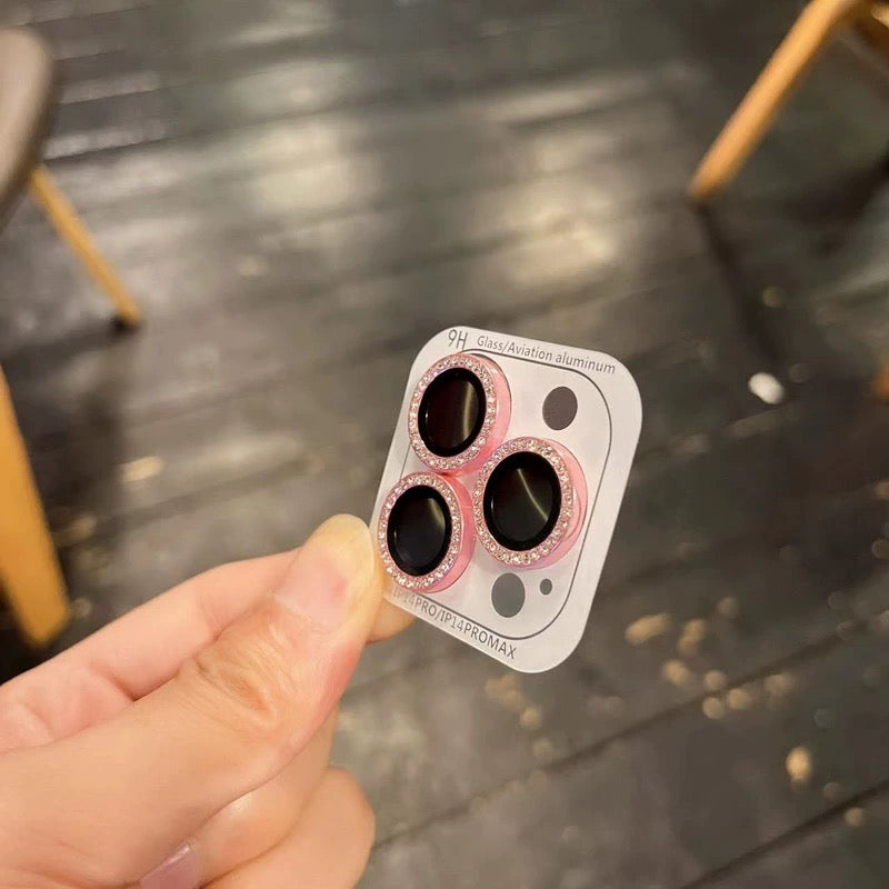 Collection élégante de protecteurs d'objectifs métalliques à paillettes effet diamant