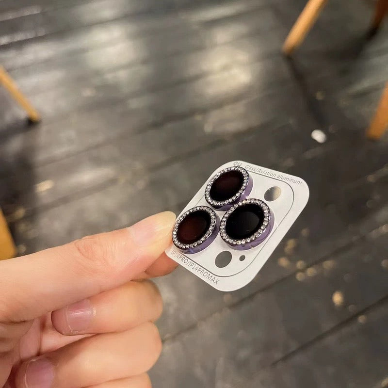 Collection élégante de protecteurs d'objectifs métalliques à paillettes effet diamant