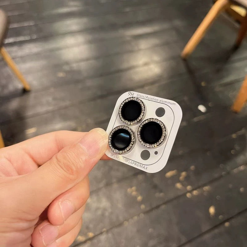 Collection élégante de protecteurs d'objectifs métalliques à paillettes effet diamant