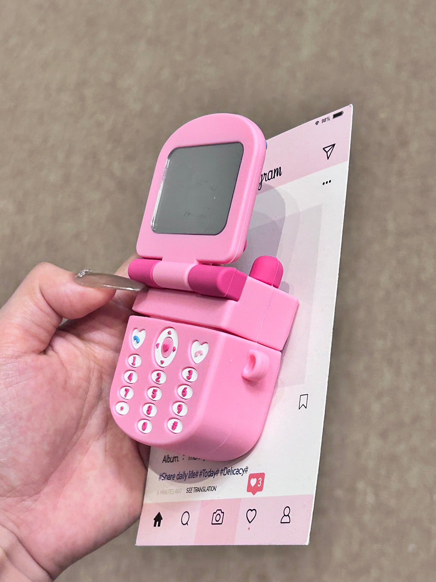 Kitty Pink Flip Phone Shape Silicone Cute Kawaii AirPods Case