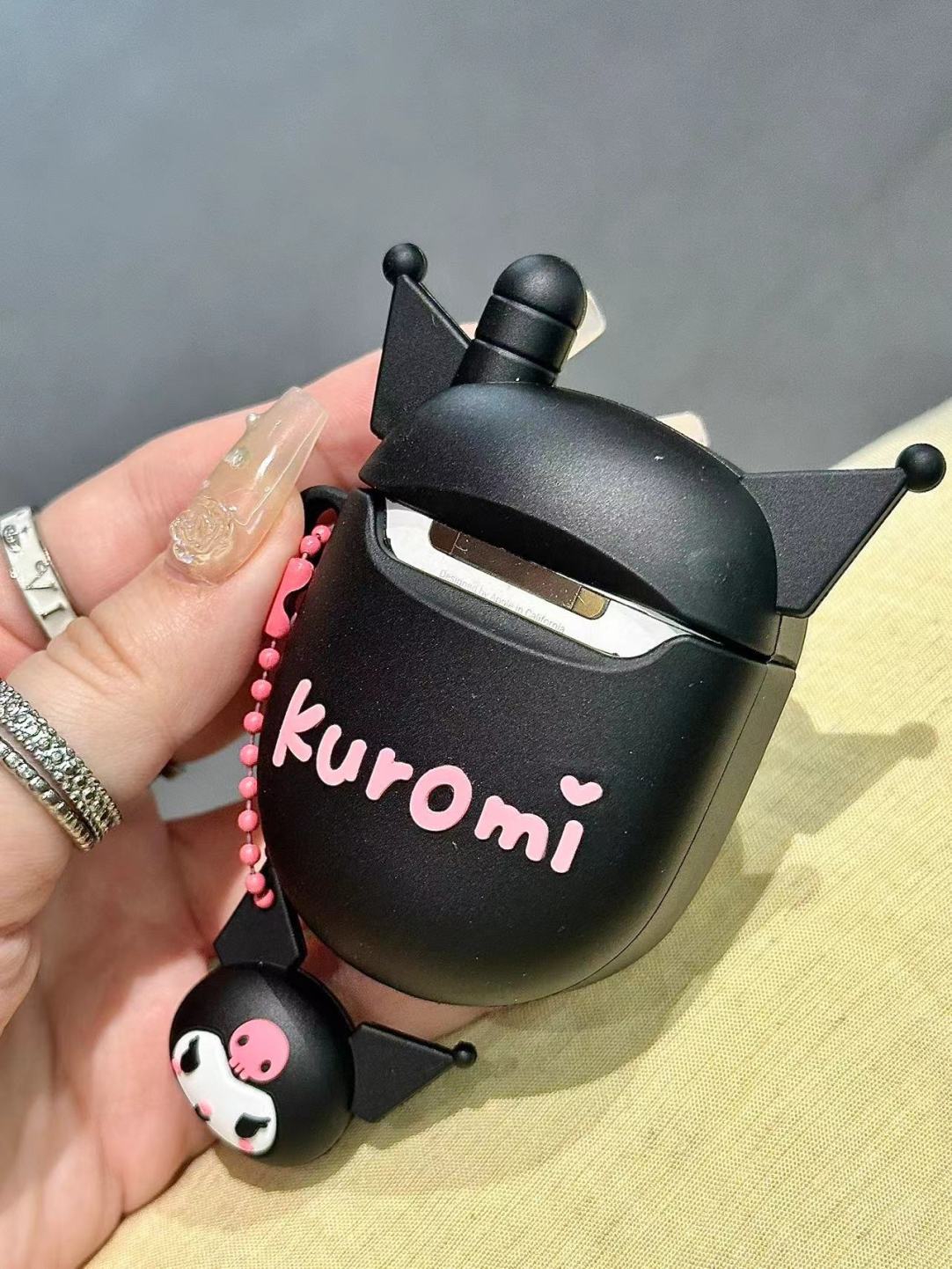 kuro Black Flip Phone Shape Silicone Cute Kawaii AirPods Case for 1 2 3, Pro 1 2 gen