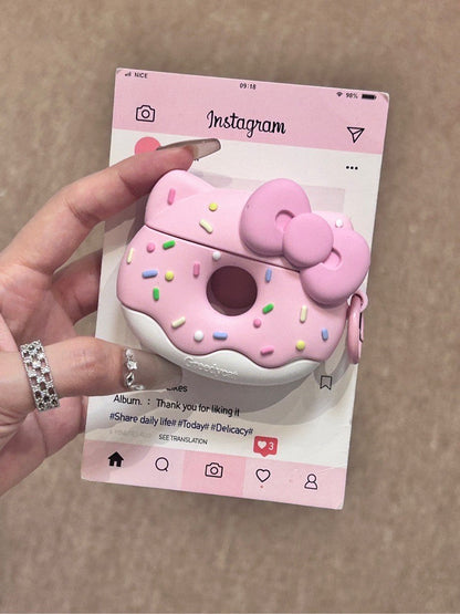 Kitty Pink Doughnut Shape Silicone Cute Kawaii AirPods Case
