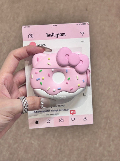 Kitty Pink Doughnut Shape Silicone Cute Kawaii AirPods Case