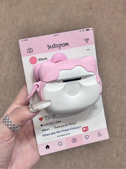 Kitty Pink Doughnut Shape Silicone Cute Kawaii AirPods Case