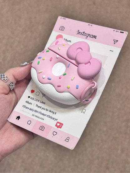Kitty Pink Doughnut Shape Silicone Cute Kawaii AirPods Case