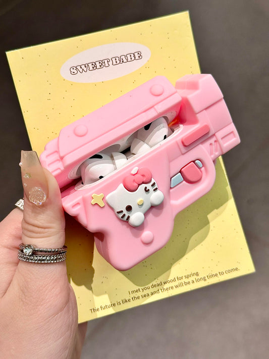 Kitty Pink Gun Shape Silicone Cute Kawaii AirPods Case
