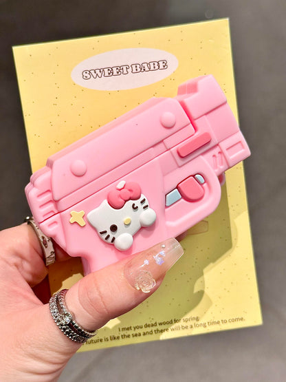 Kitty Pink Gun Shape Silicone Cute Kawaii AirPods Case