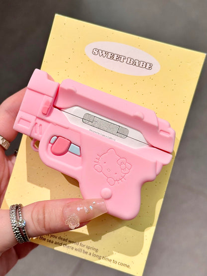 Kitty Pink Gun Shape Silicone Cute Kawaii AirPods Case