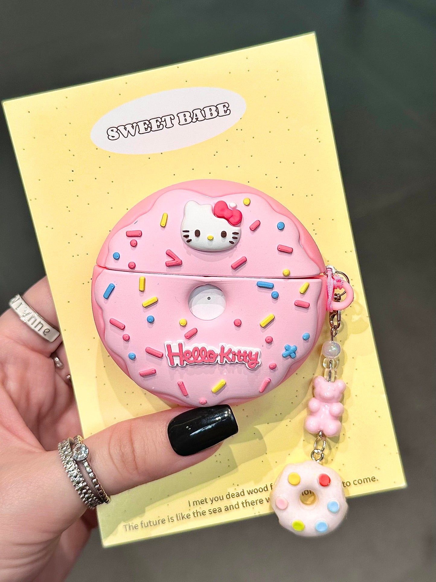 Kitty Pink Doughnut Shape Silicone Cute Kawaii AirPods Case