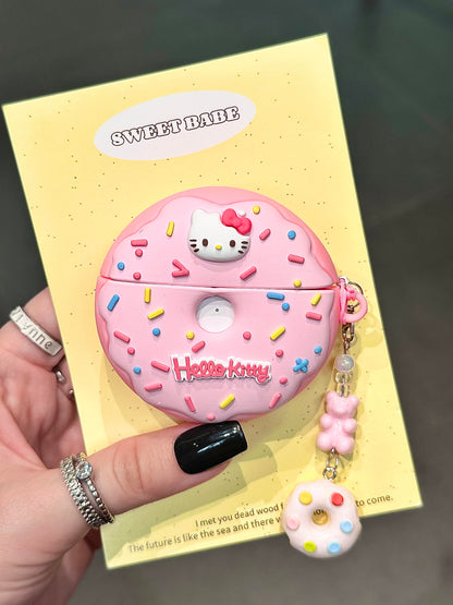 Kitty Pink Doughnut Shape Silicone Cute Kawaii AirPods Case
