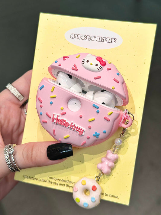 Kitty Pink Doughnut Shape Silicone Cute Kawaii AirPods Case