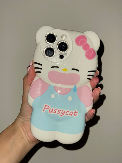 3D bear-shaped Drooling Kitty Cute Kawaii Phone Case For iPhone 15 Pro Max 14 13 12 11 Pro XR XS Max