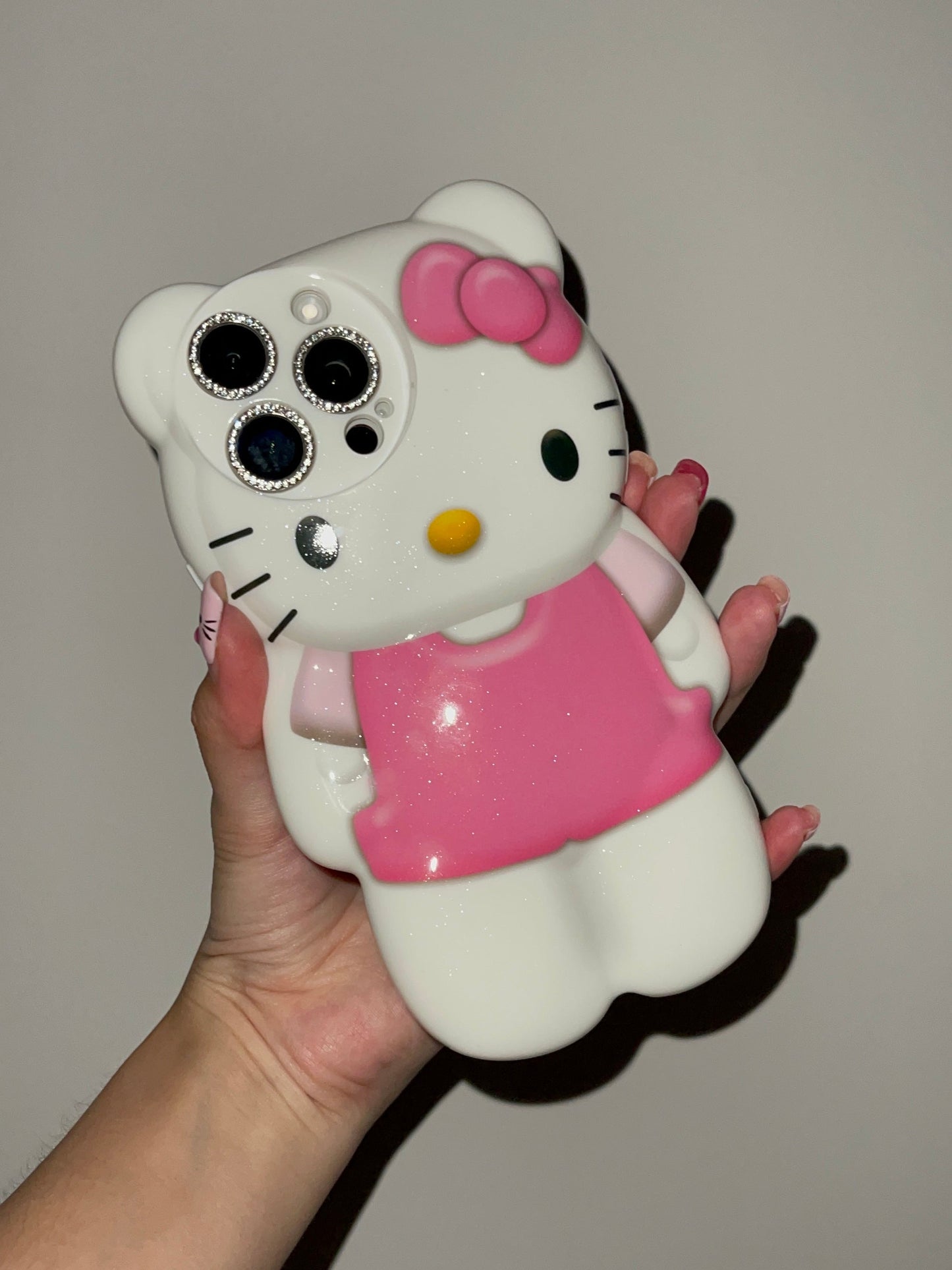 3D bear-shaped Pink Kitty Cute Kawaii Phone Case For iPhone 15 Pro Max 14 13 12 11 Pro XR XS Max