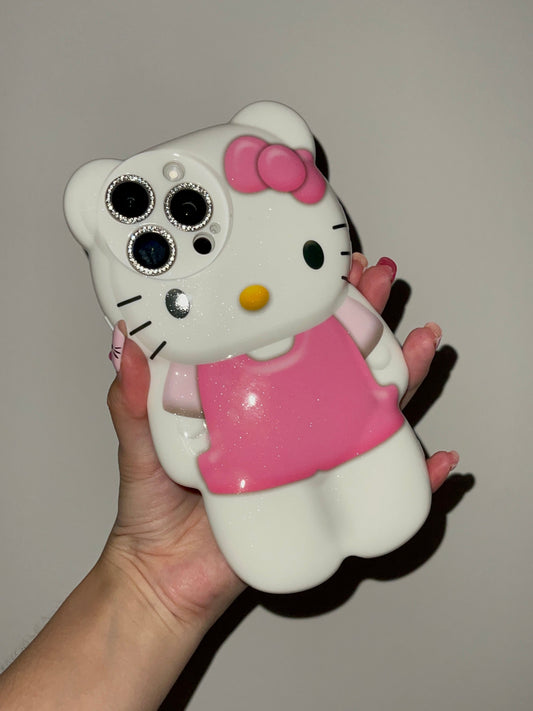 3D bear-shaped Pink Kitty Cute Kawaii Phone Case For iPhone 15 Pro Max 14 13 12 11 Pro XR XS Max