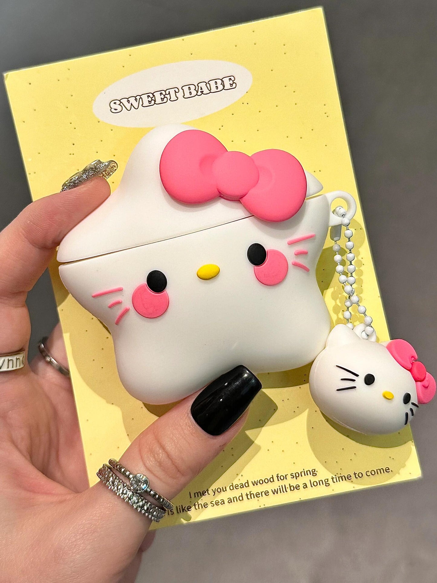 Kitty White Star Shape Silicone Cute Kawaii AirPods Case