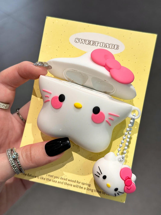 Kitty White Star Shape Silicone Cute Kawaii AirPods Case