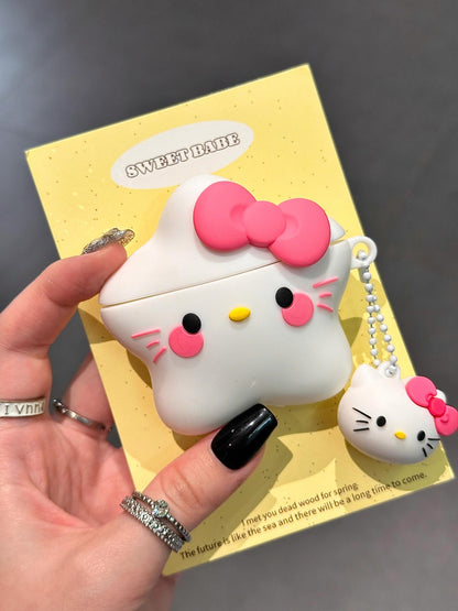 Kitty White Star Shape Silicone Cute Kawaii AirPods Case