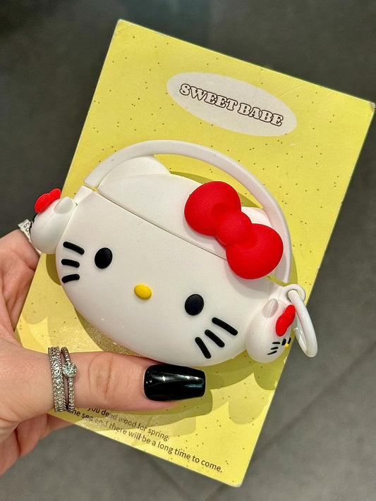 Kitty With Headphones Shape Silicone Cute Kawaii AirPods Case