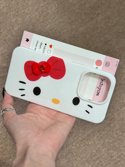 Kitty Face White Red Bowknot Cute Kawaii Phone Case