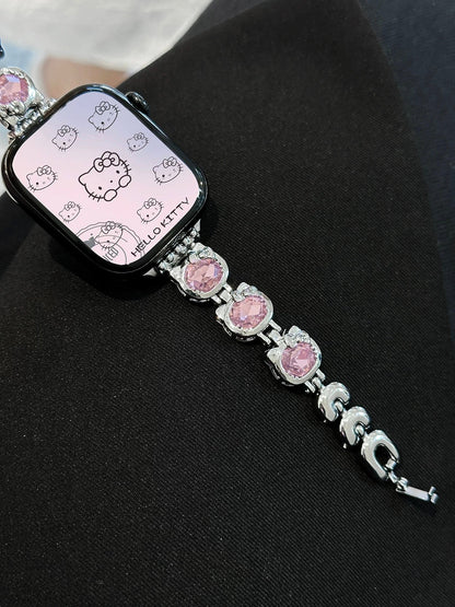 Kitty Shape Rhinestone Apple Watch Band Jewelry Metal Strap Bands  for iWatch Series wb
