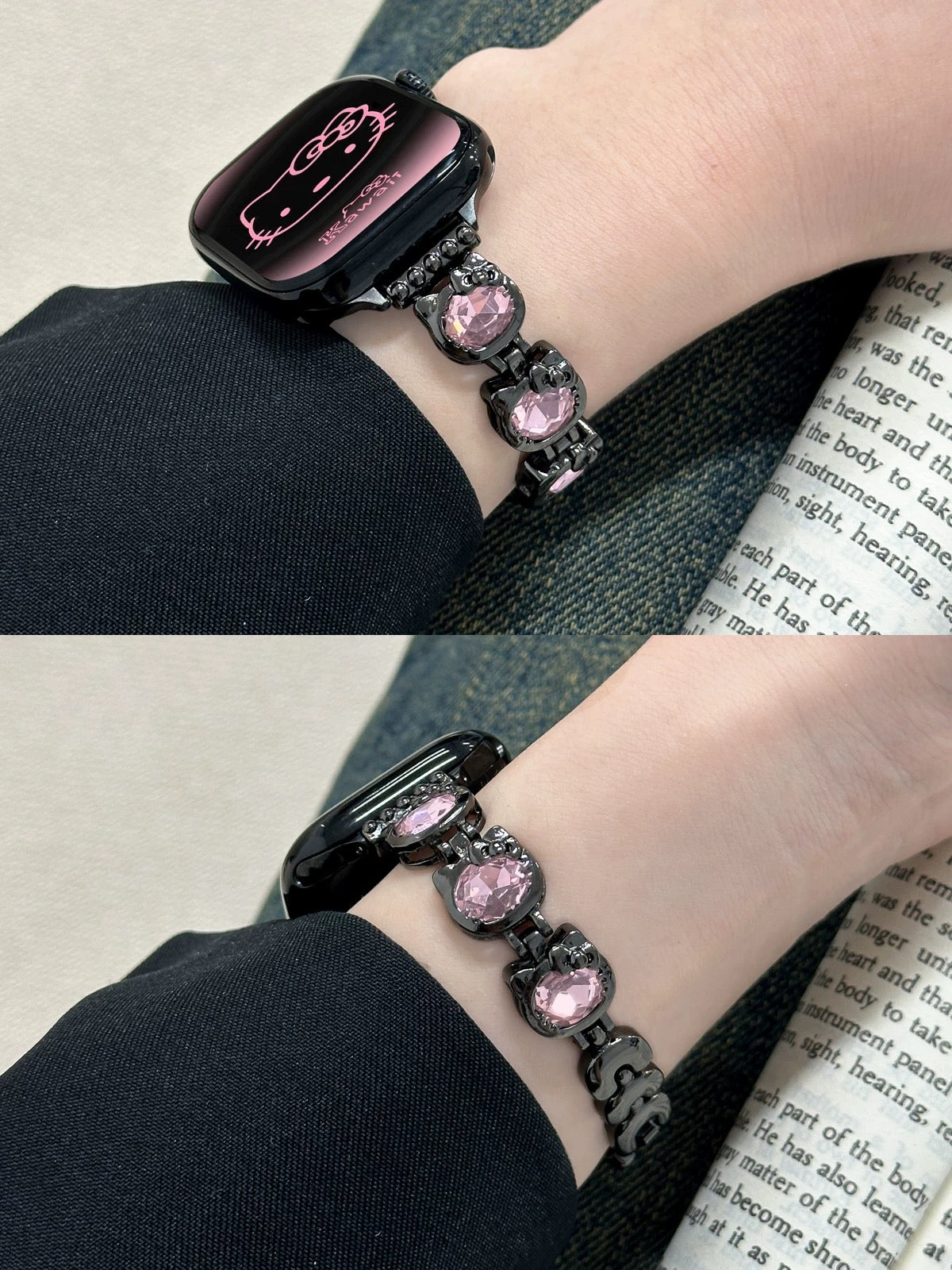 Kitty Shape Rhinestone Apple Watch Band Jewelry Metal Strap Bands  for iWatch Series wb