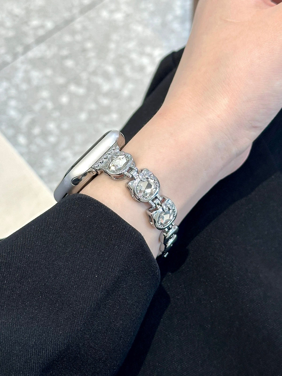 Kitty Shape Rhinestone Apple Watch Band Jewelry Metal Strap Bands  for iWatch Series wb