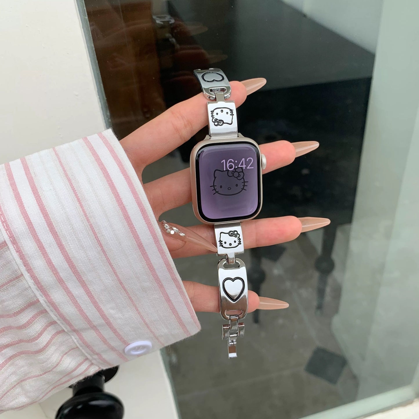 Kitty Apple Watch Band Jewelry Metal Strap Bands  for iWatch Series wb