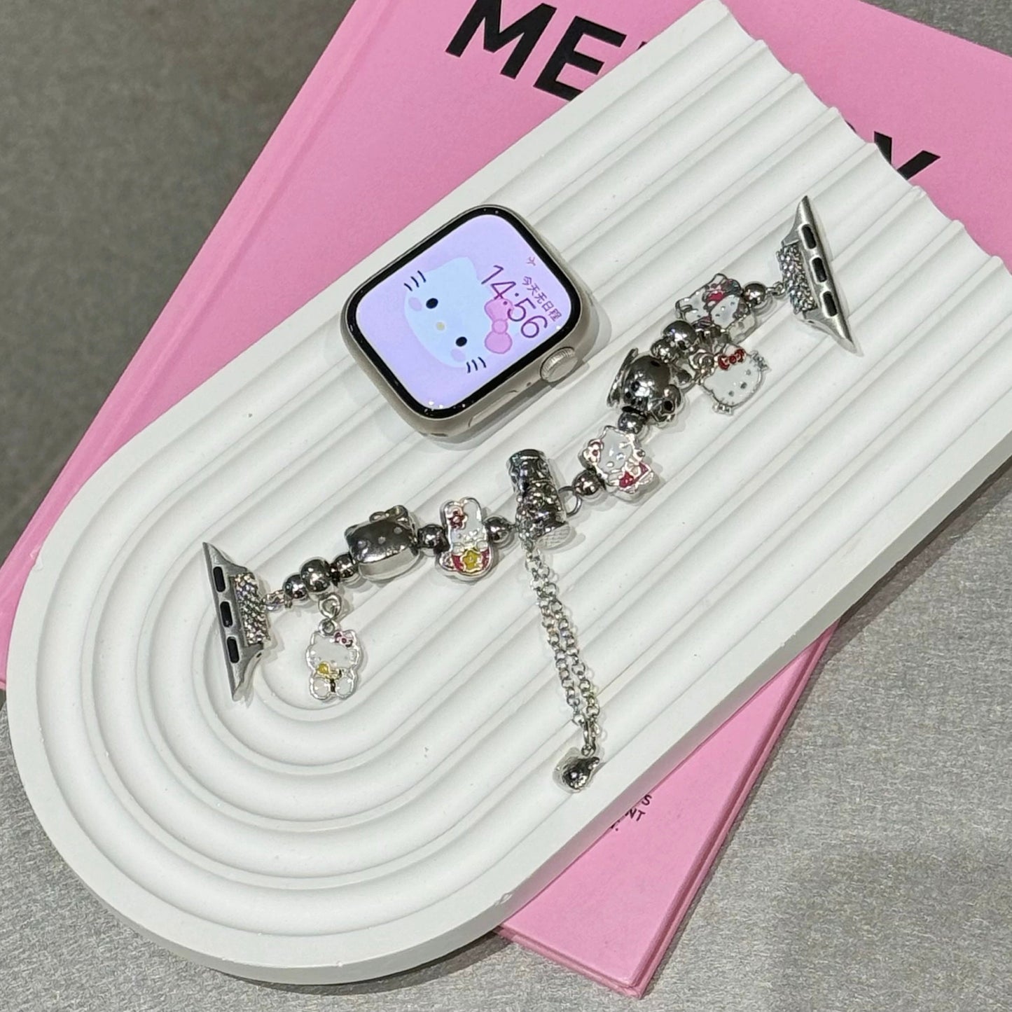 Kitty Charm Bracelet Adjustable Apple Watch Band Jewelry Metal Strap Bands  for iWatch Series wb