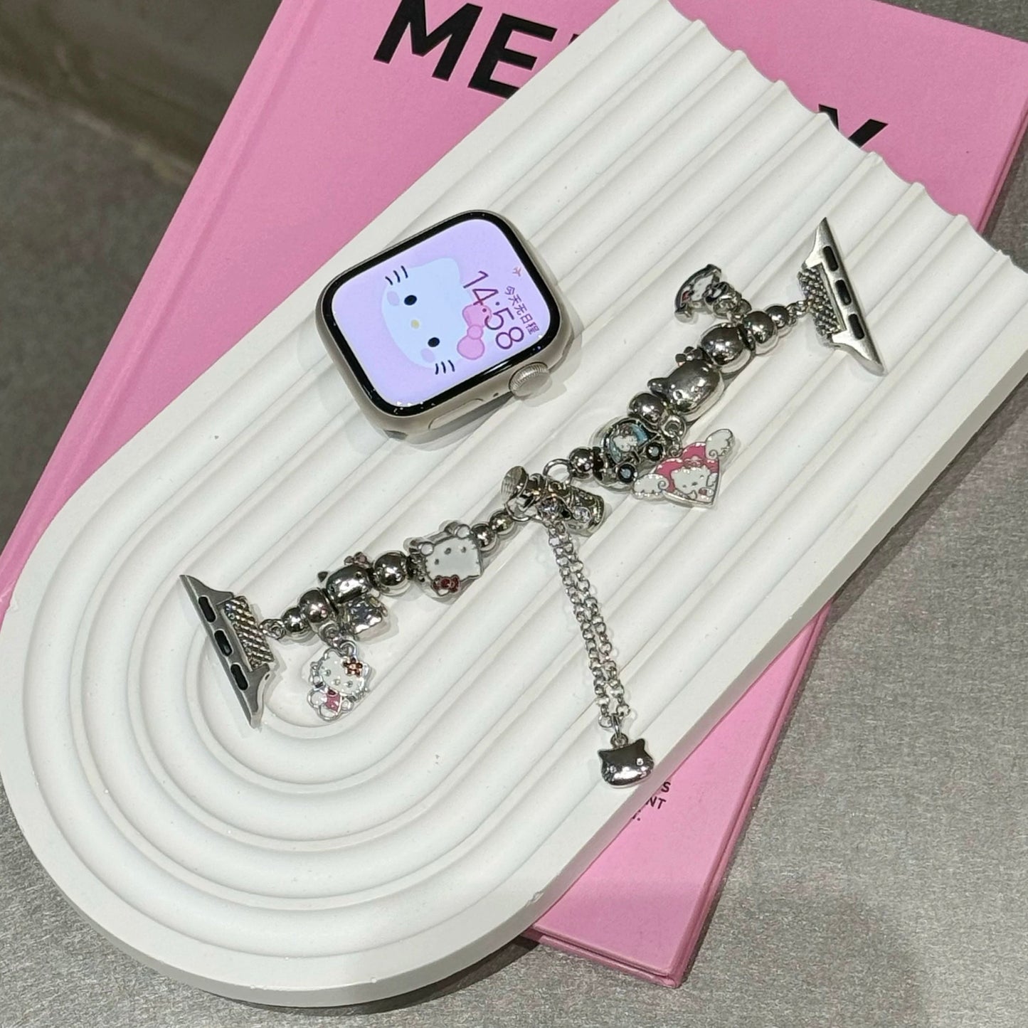 Kitty Charm Bracelet Adjustable Apple Watch Band Jewelry Metal Strap Bands  for iWatch Series wb