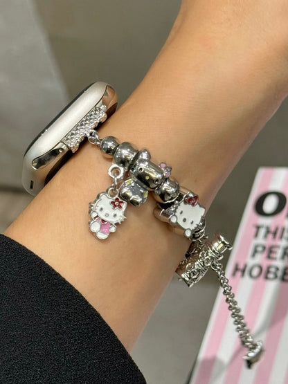 Kitty Charm Bracelet Adjustable Apple Watch Band Jewelry Metal Strap Bands  for iWatch Series wb